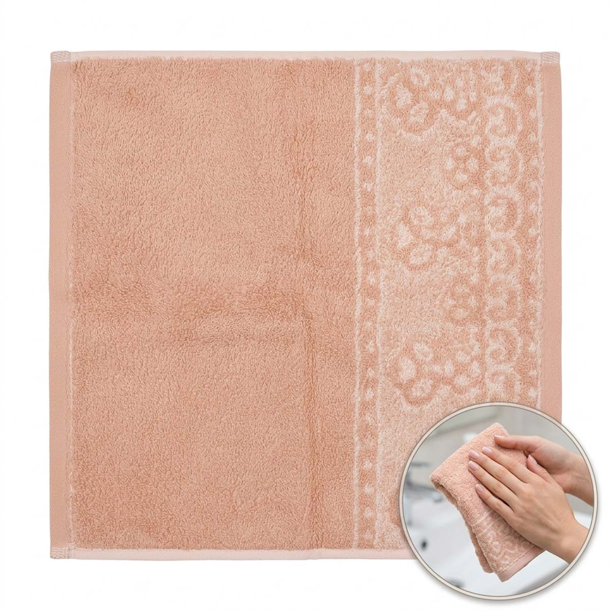 Towel 33x33 Jacquard Yarn Dyed Pink
