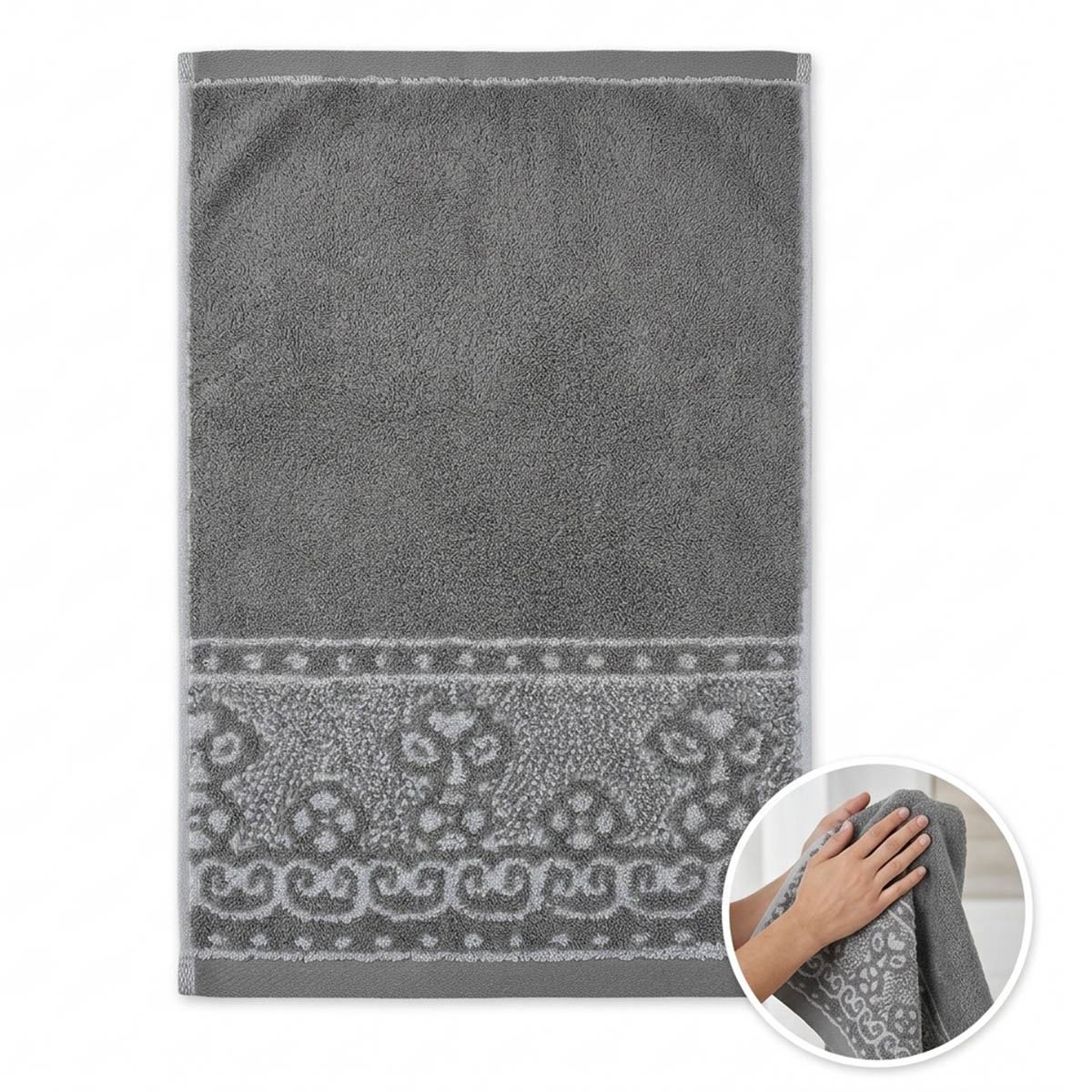 Towel 41x66 Jacquard Yarn Dyed Grey