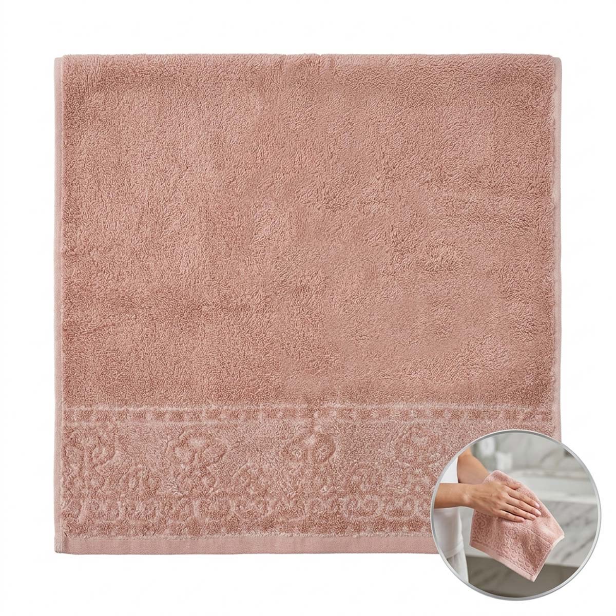 Towel 41x66 Jacquard Yarn Dyed Pink