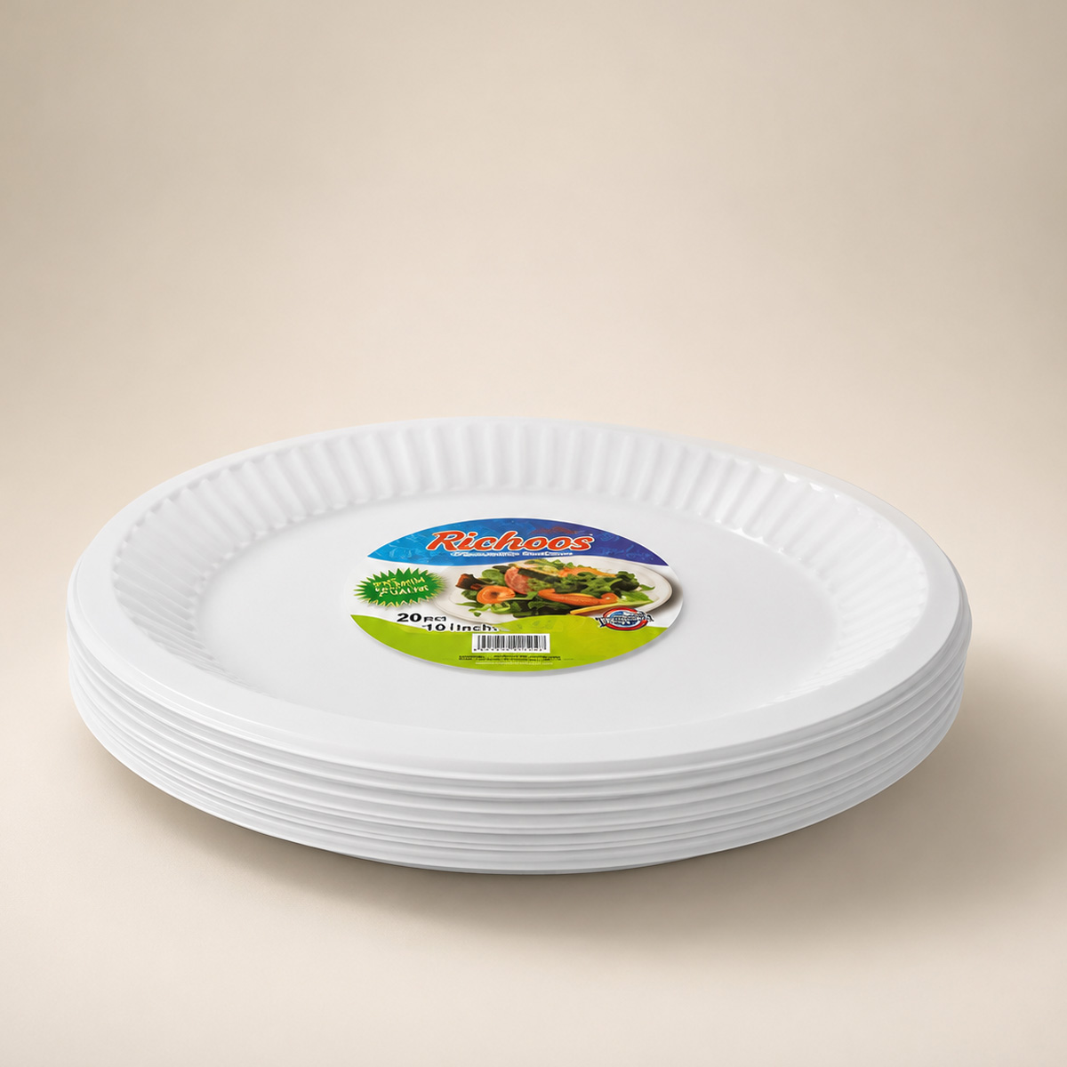 Plastic Plate White Round 10 Inch
