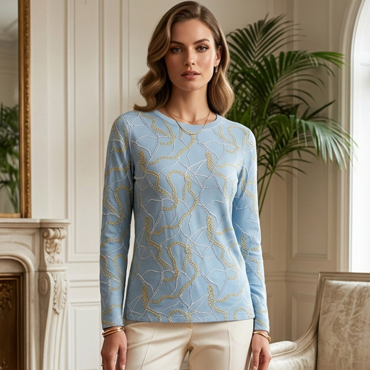 Ladies Printed Blouse Long Sleeve