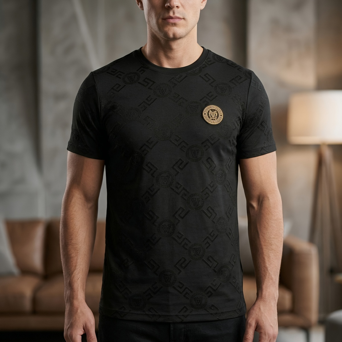 Men Round Neck T-Shirt Short Sleeve