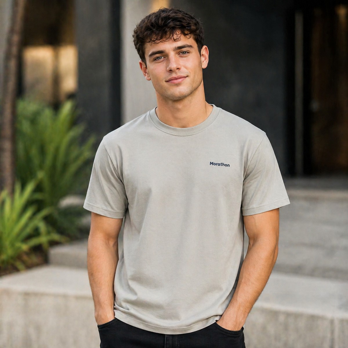 Mens Round Neck T-Shirt Plain