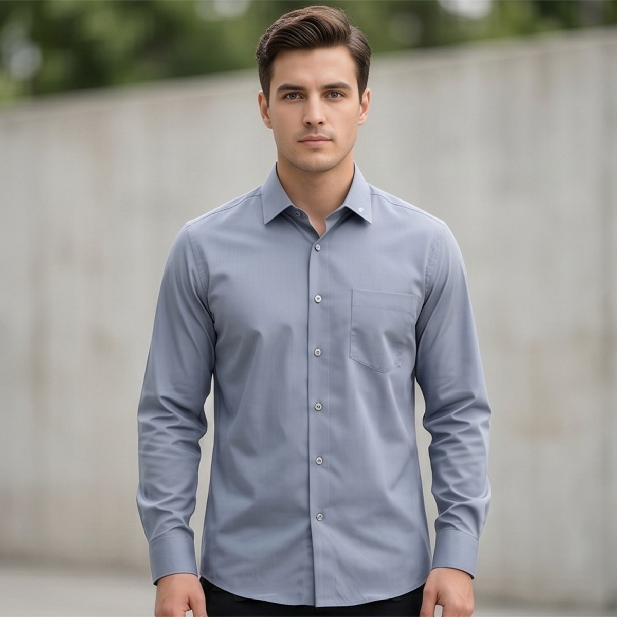 Regular Formal Shirt Grey Long Sleeve