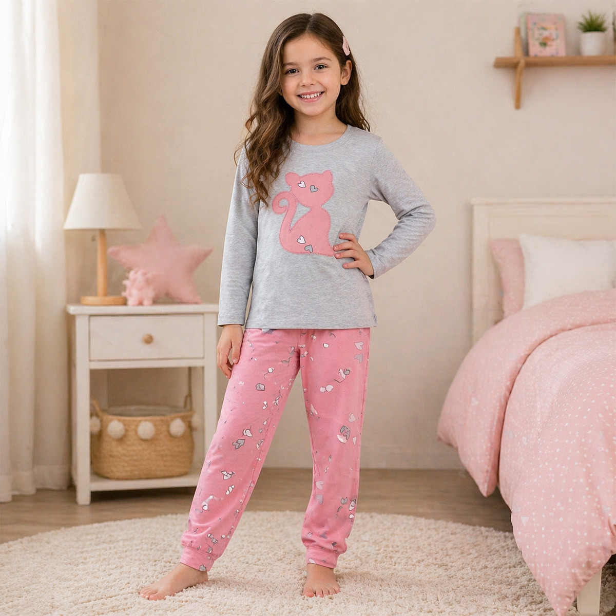Girls Pyjama with Pant Short Sleeve