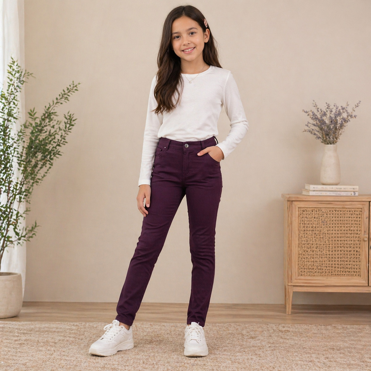 Girls Plain Cotton Pant