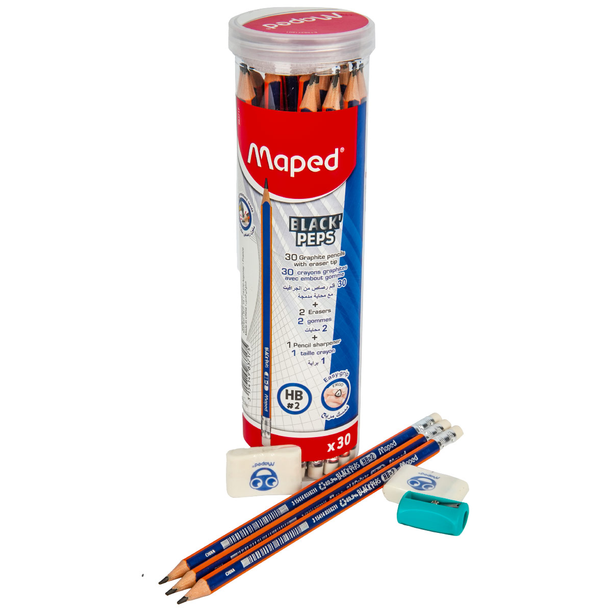 Black'Peps Pencils Tube 30 Piece with Sharpener