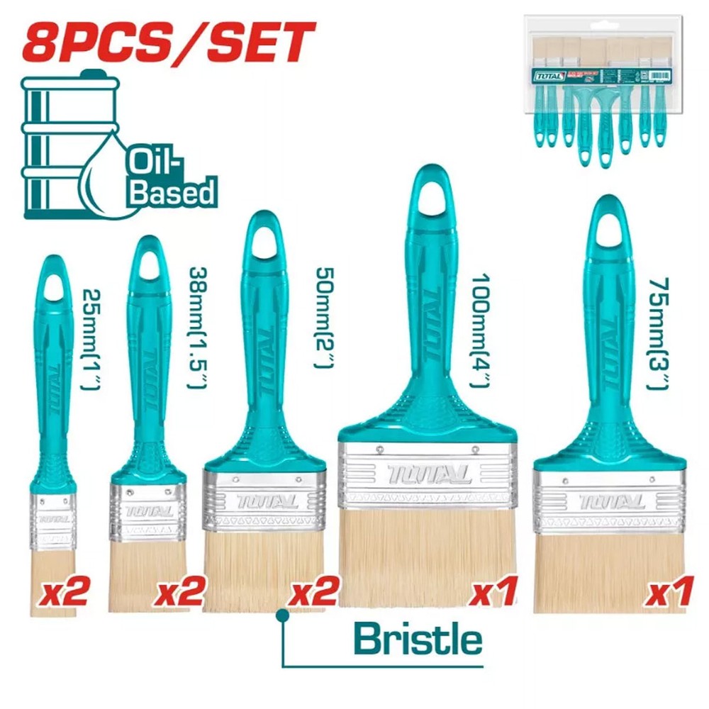 Total 8 Pieces Paint Brush Set