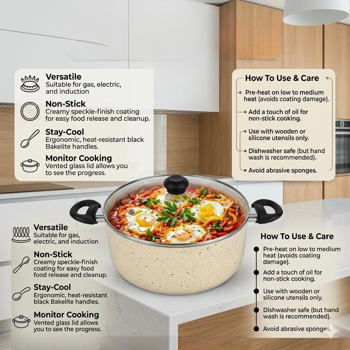 Granite Lid Casserole 26cm