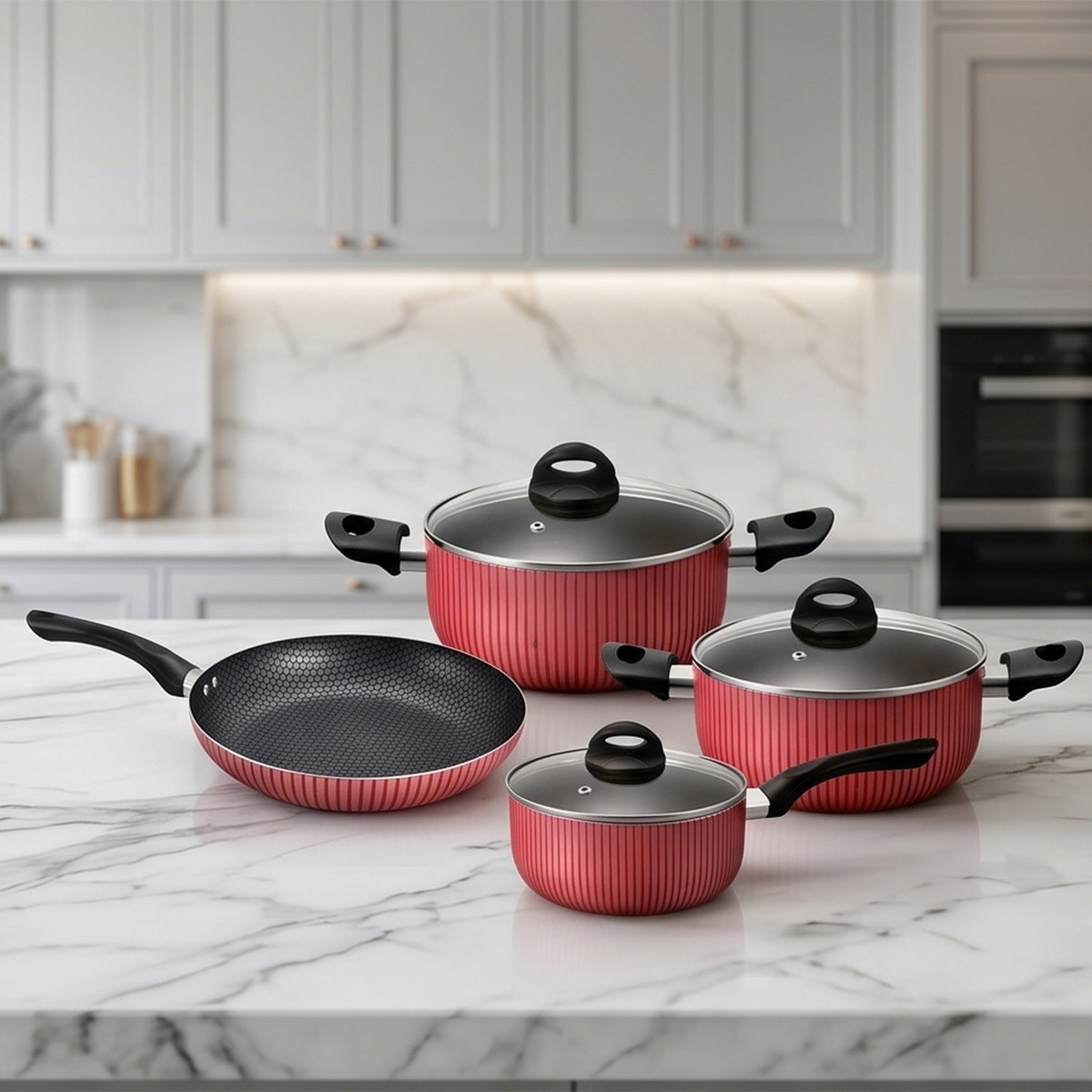 Non Stick Cookware Set 7 Piece with Glass Lid