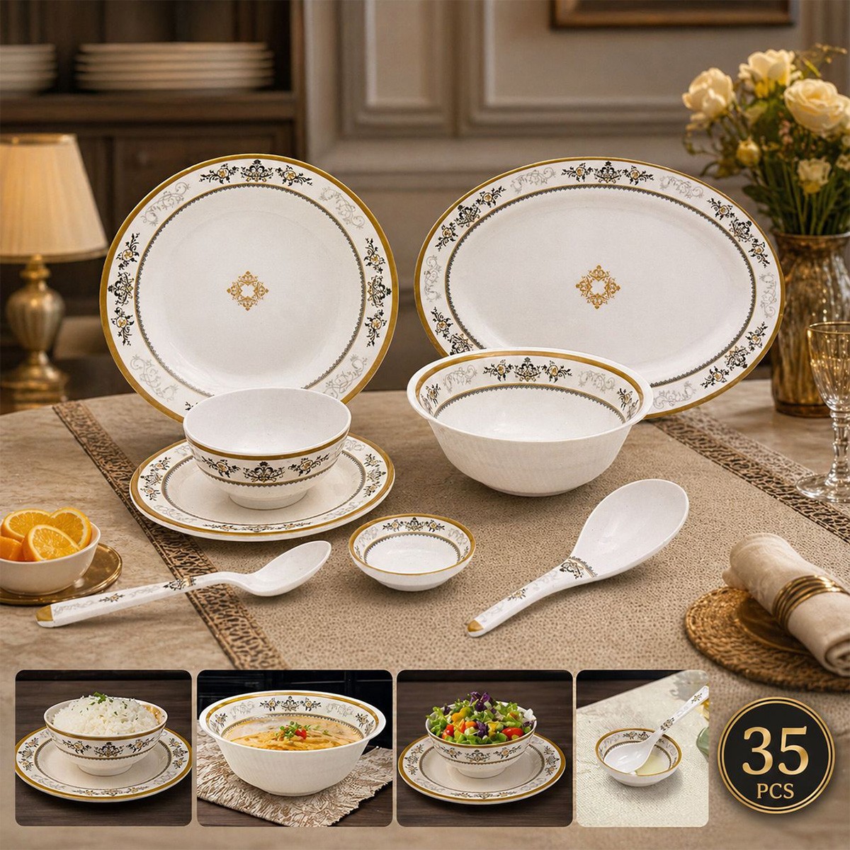 Melamine Dinner Set 35 Piece