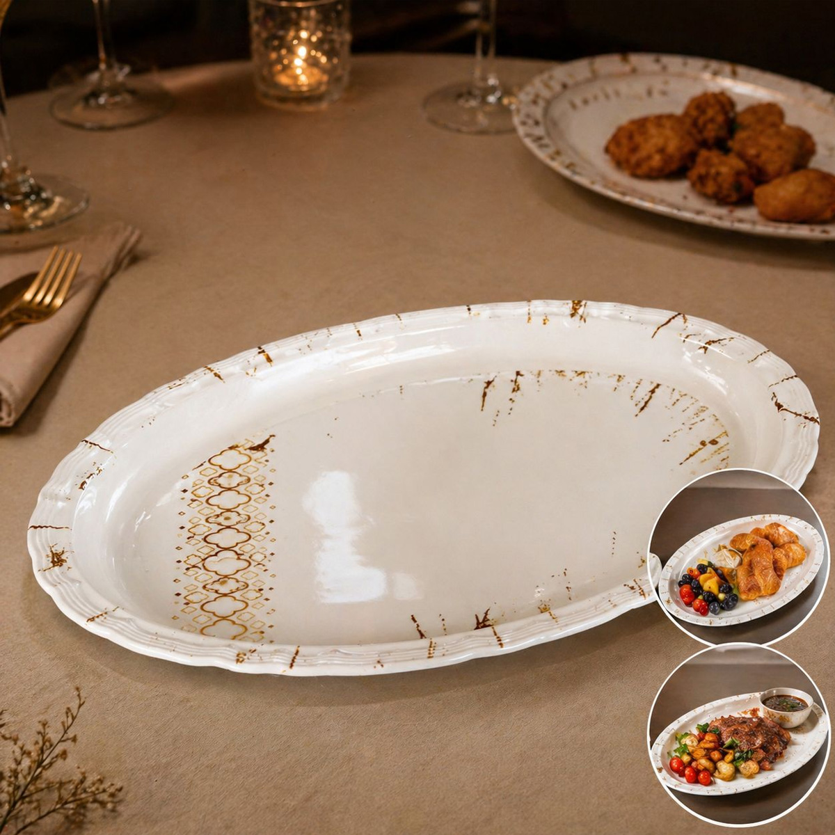 Melamine Luxury Oval Tray 16 Inch