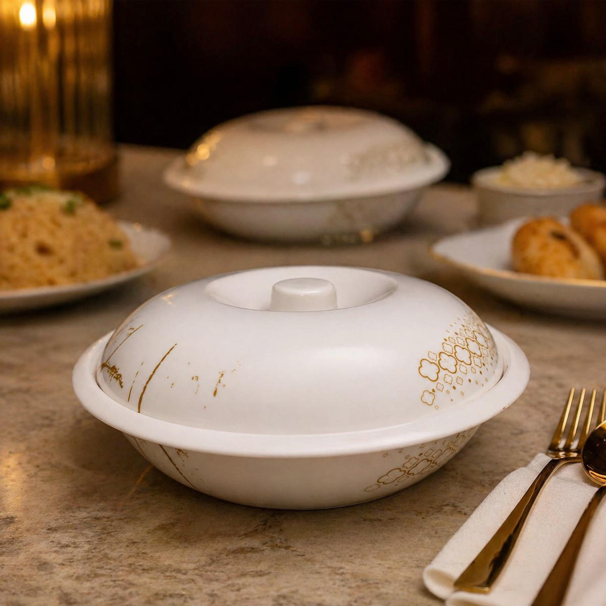 Melamine Bowl with Lid 10 Inch
