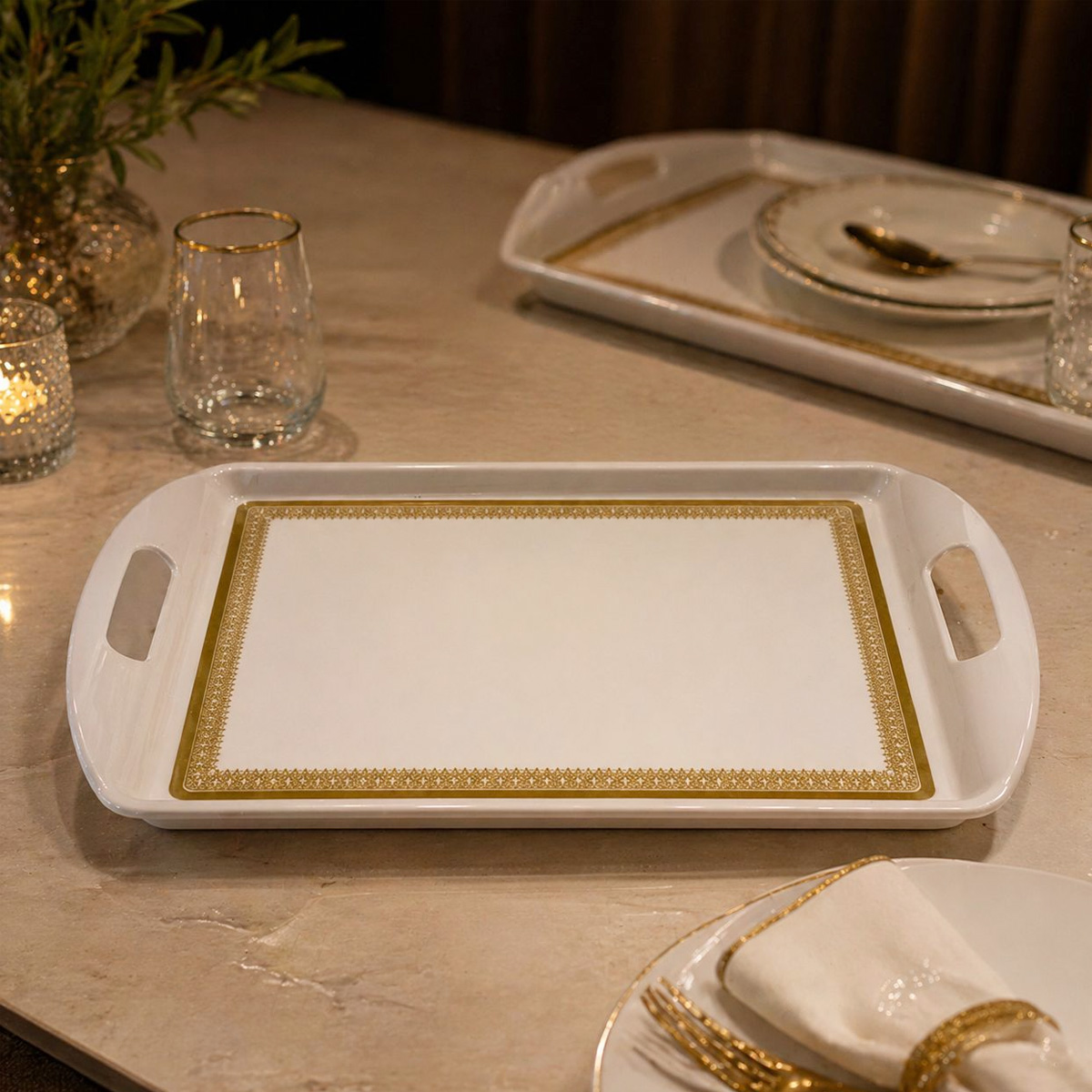 Small Melamine Rectangular Tray 15 Inch