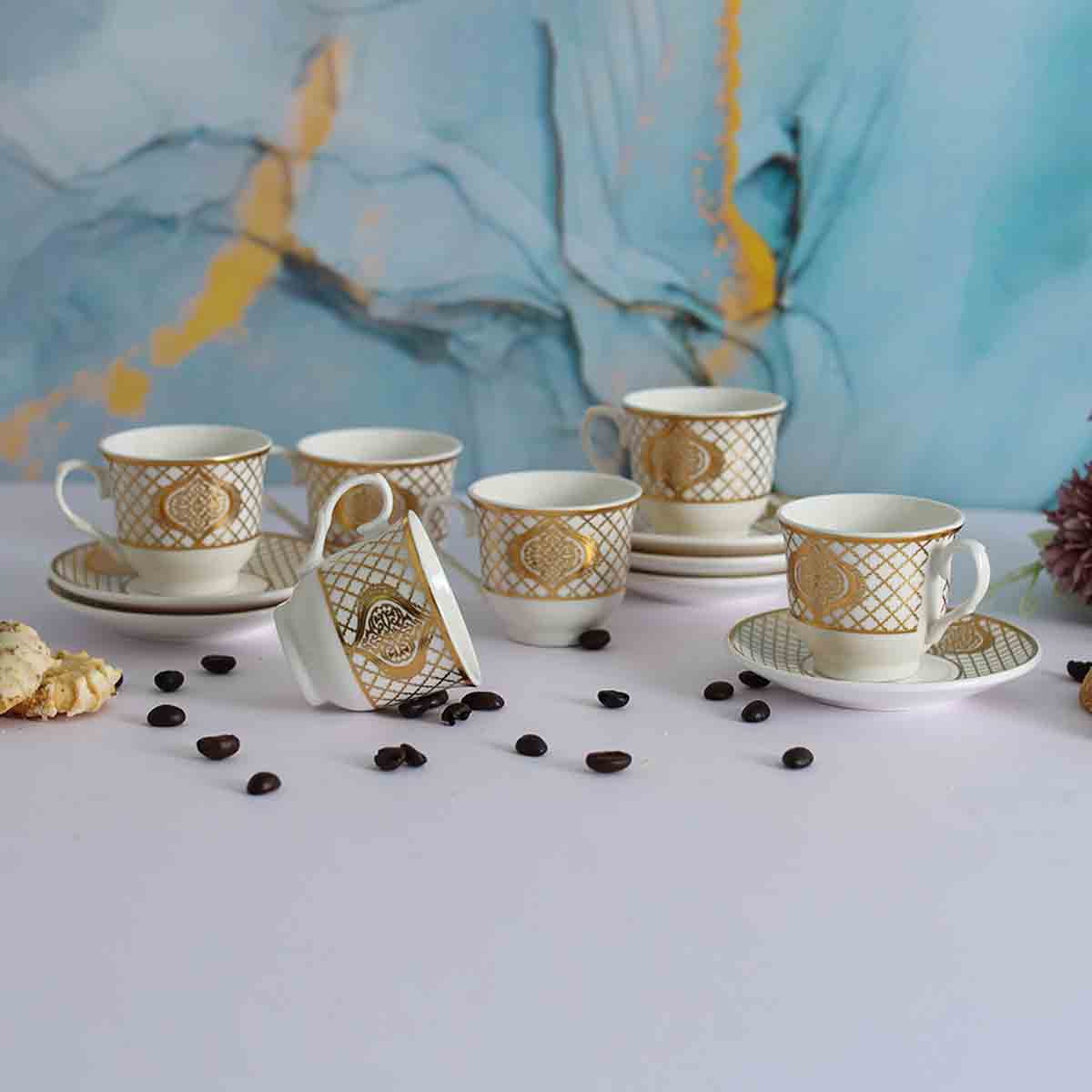 Gold Turkish Coffee Cup Set 12 Piece