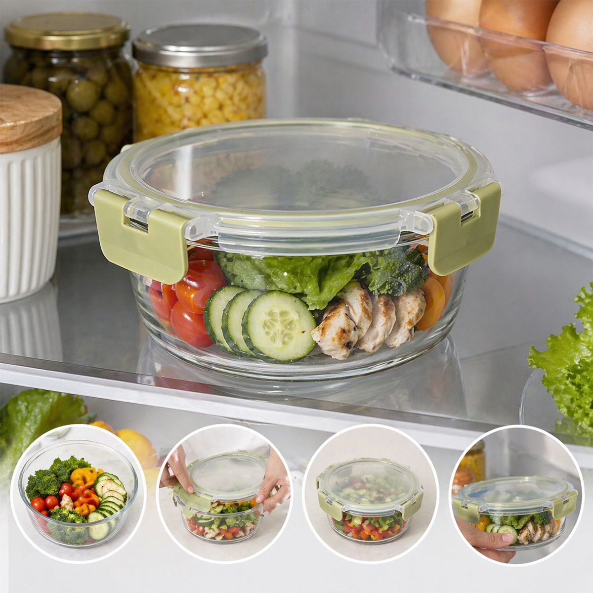 Round Glass Food Container