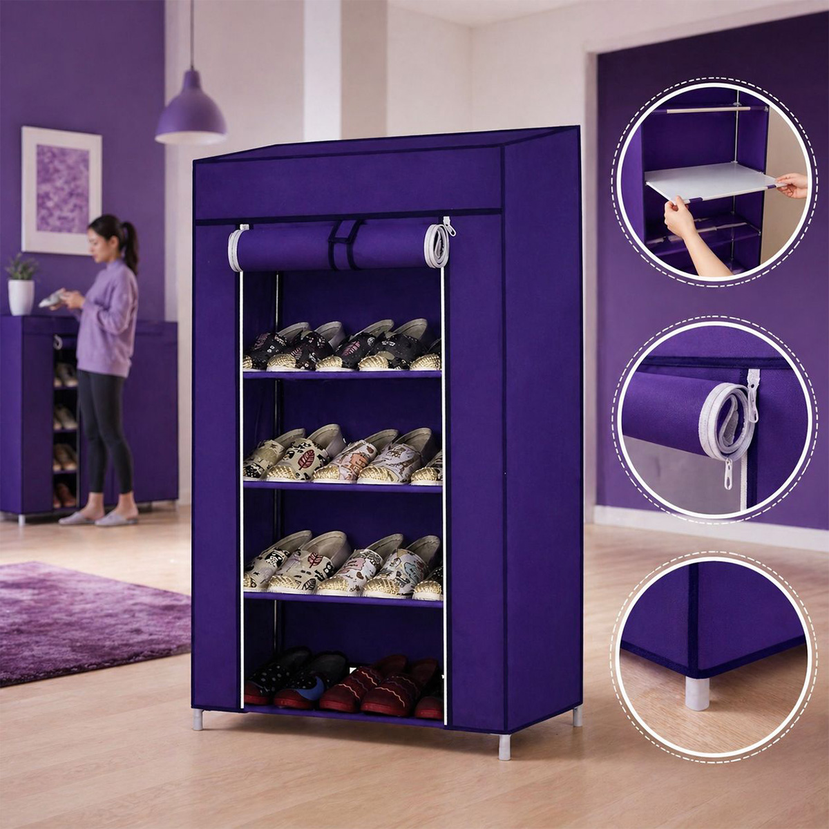 Shoe Rack with Cover 3 Layer
