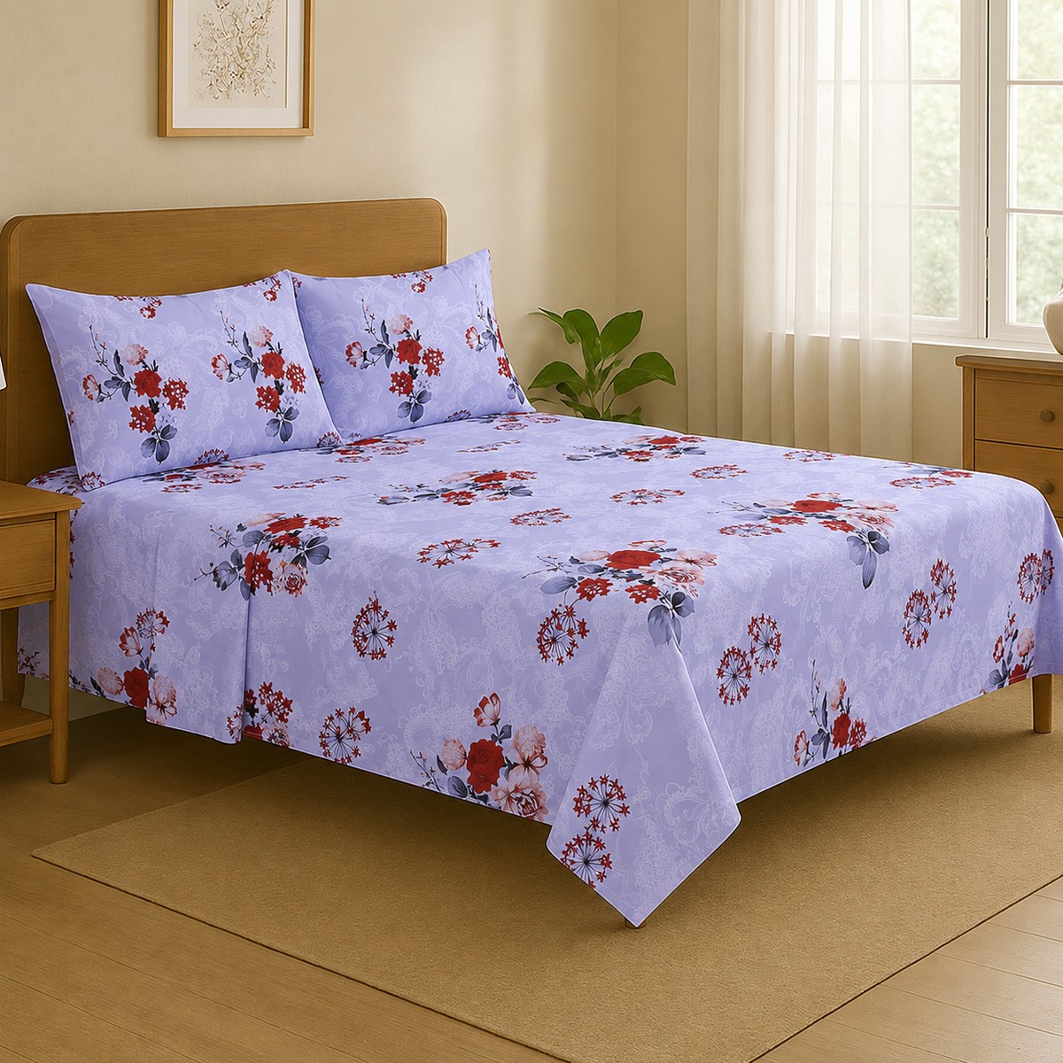 Indigo Bedsheet Set Double 3 Piece