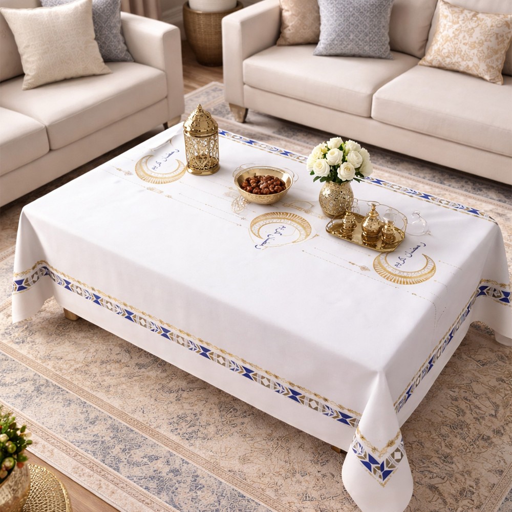 Ramadan Rectangular White Tablecloth 140cmx20m