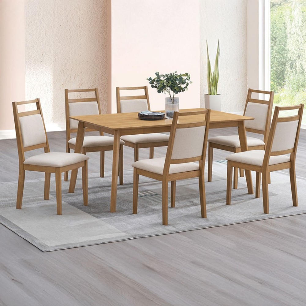Wood Dining Table Set with 6 Chairs