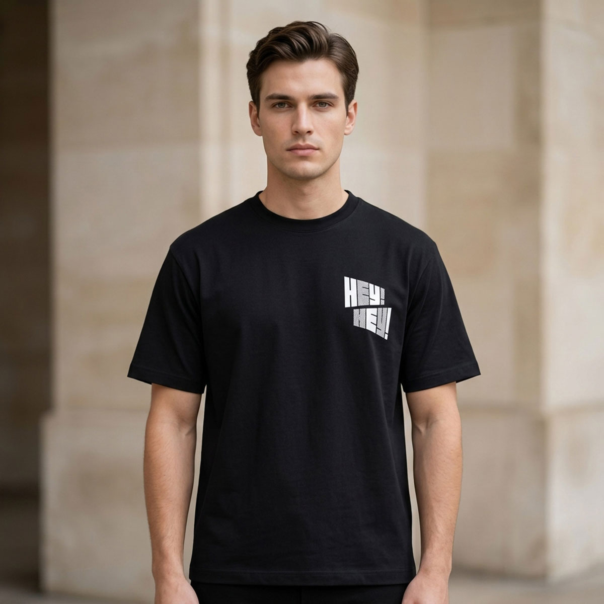 Men Round Neck T-Shirt Short Sleeve