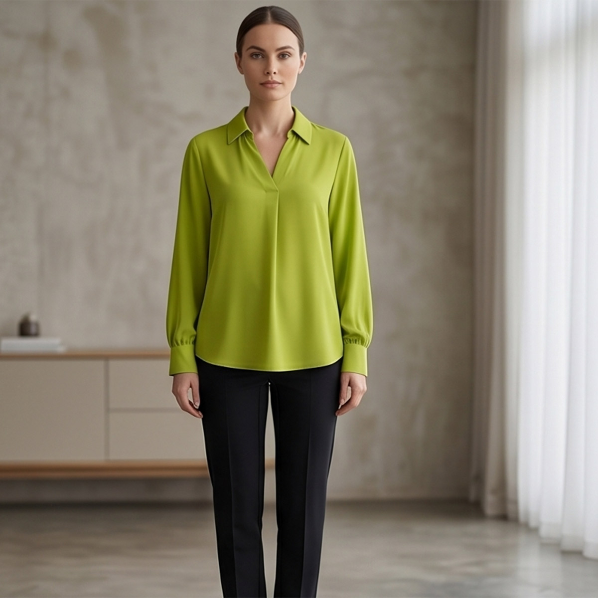 Ladies Plain Long Sleeve Blouse