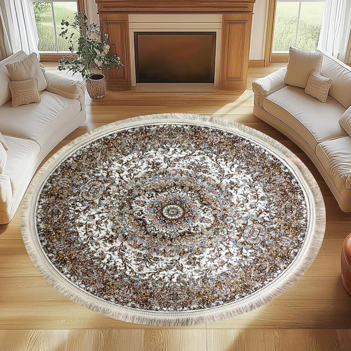 Miras Round Acrylic Viscose Carpet 150x150cm