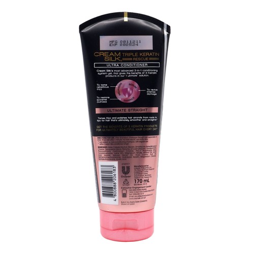 Cream Silk Triple Keratin Ultimate Straight & Shine Conditioner 170ml