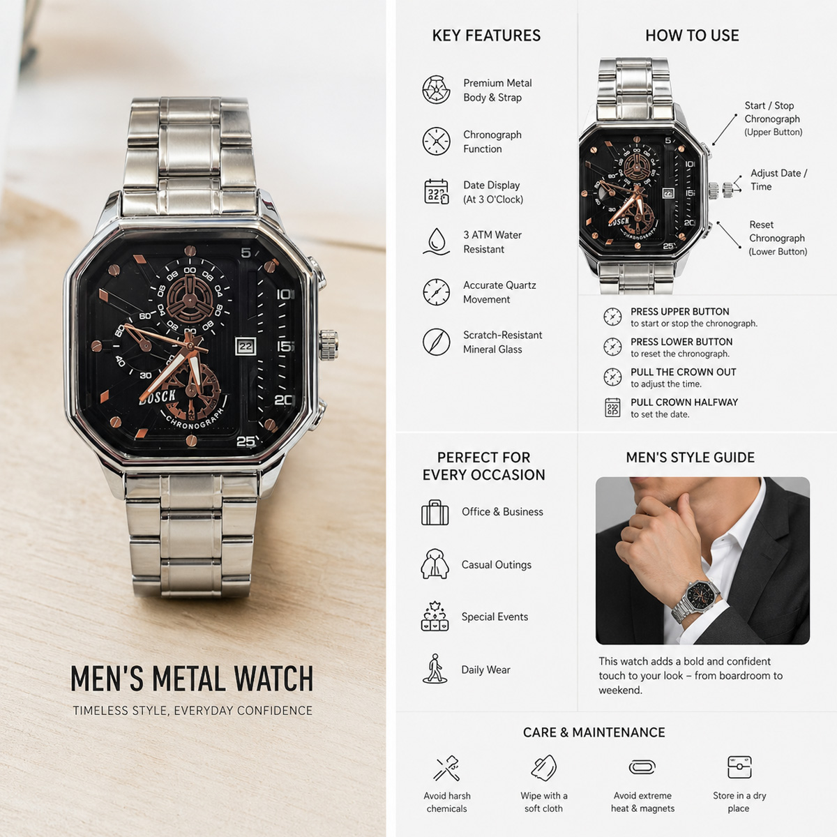 Men Metal Watch