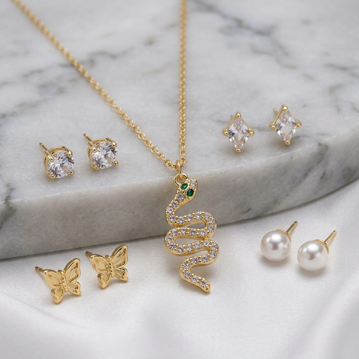 Chain Necklace Set with Earring