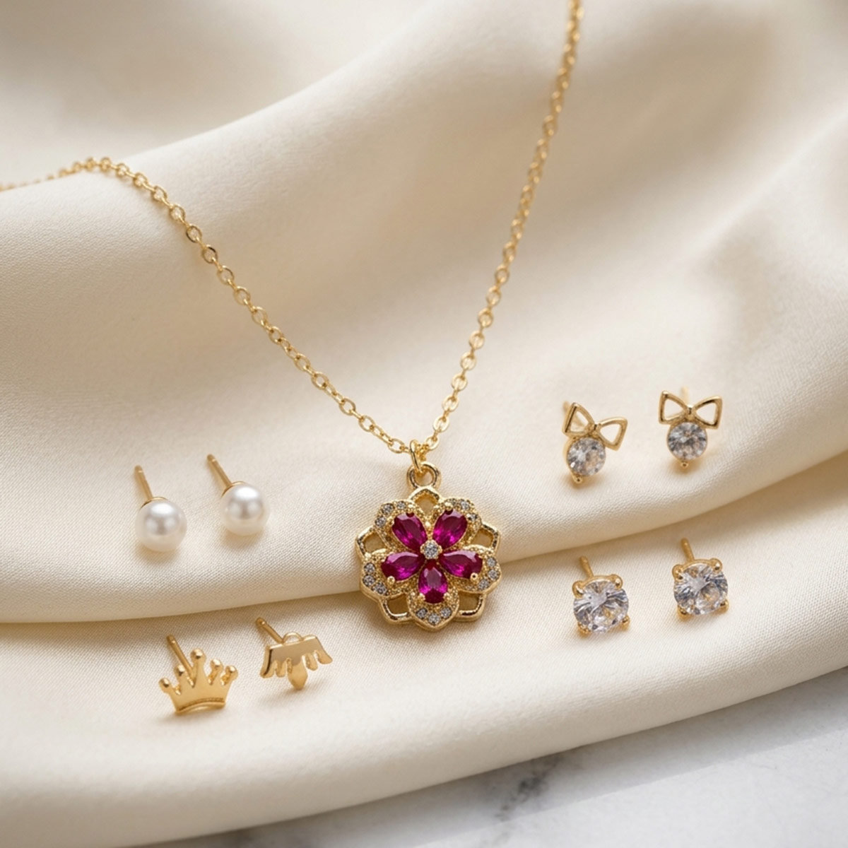 Chain Necklace Set with Earring