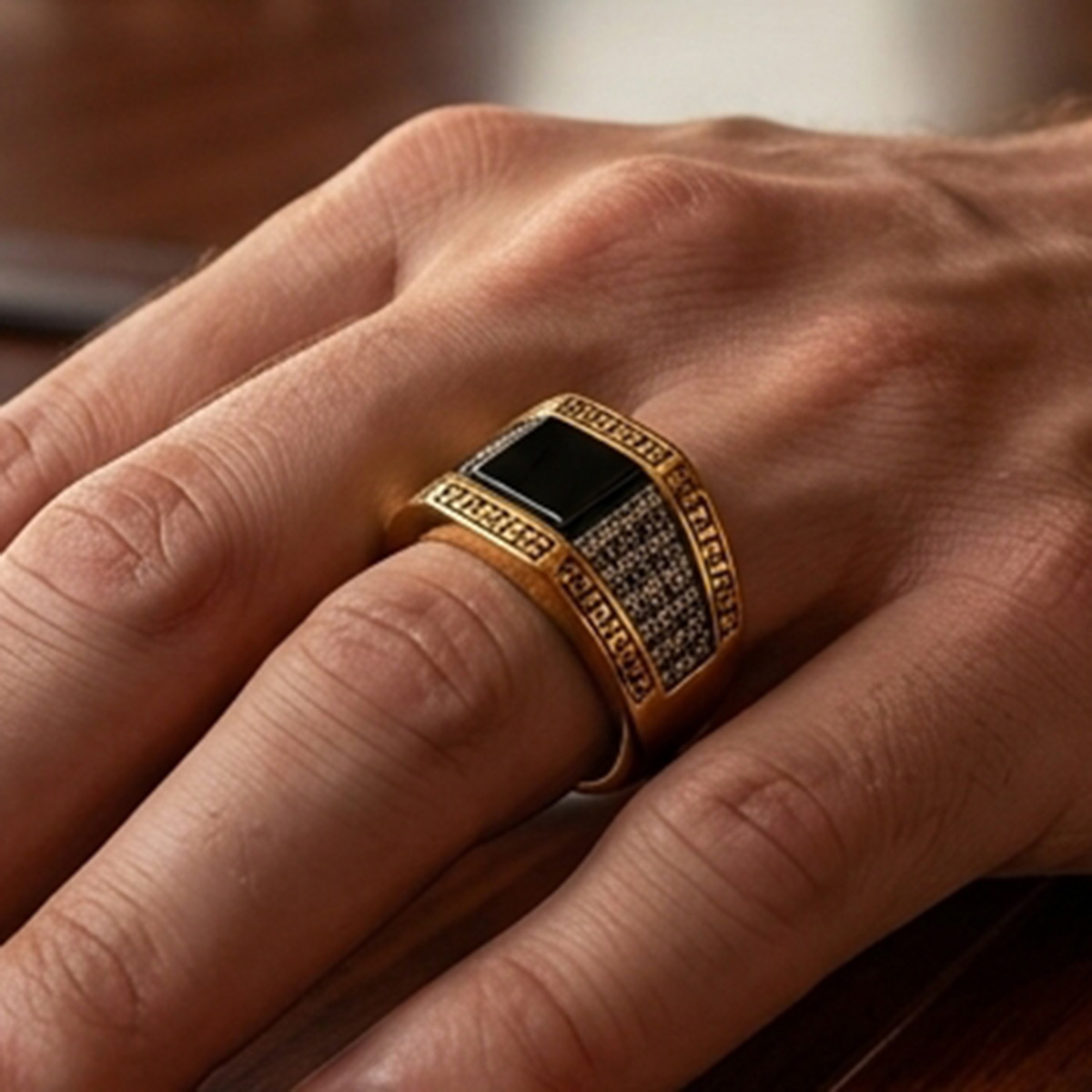 Gents Finger Ring Metal Stone
