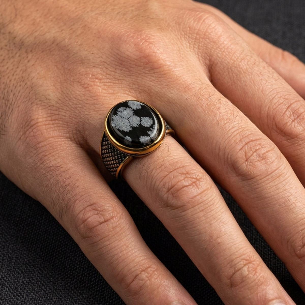 Gents Finger Ring Metal Stone