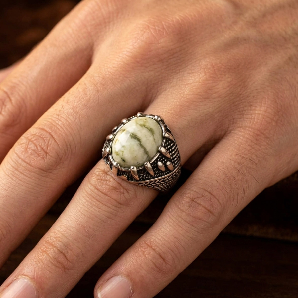 Gents Finger Ring Metal Stone