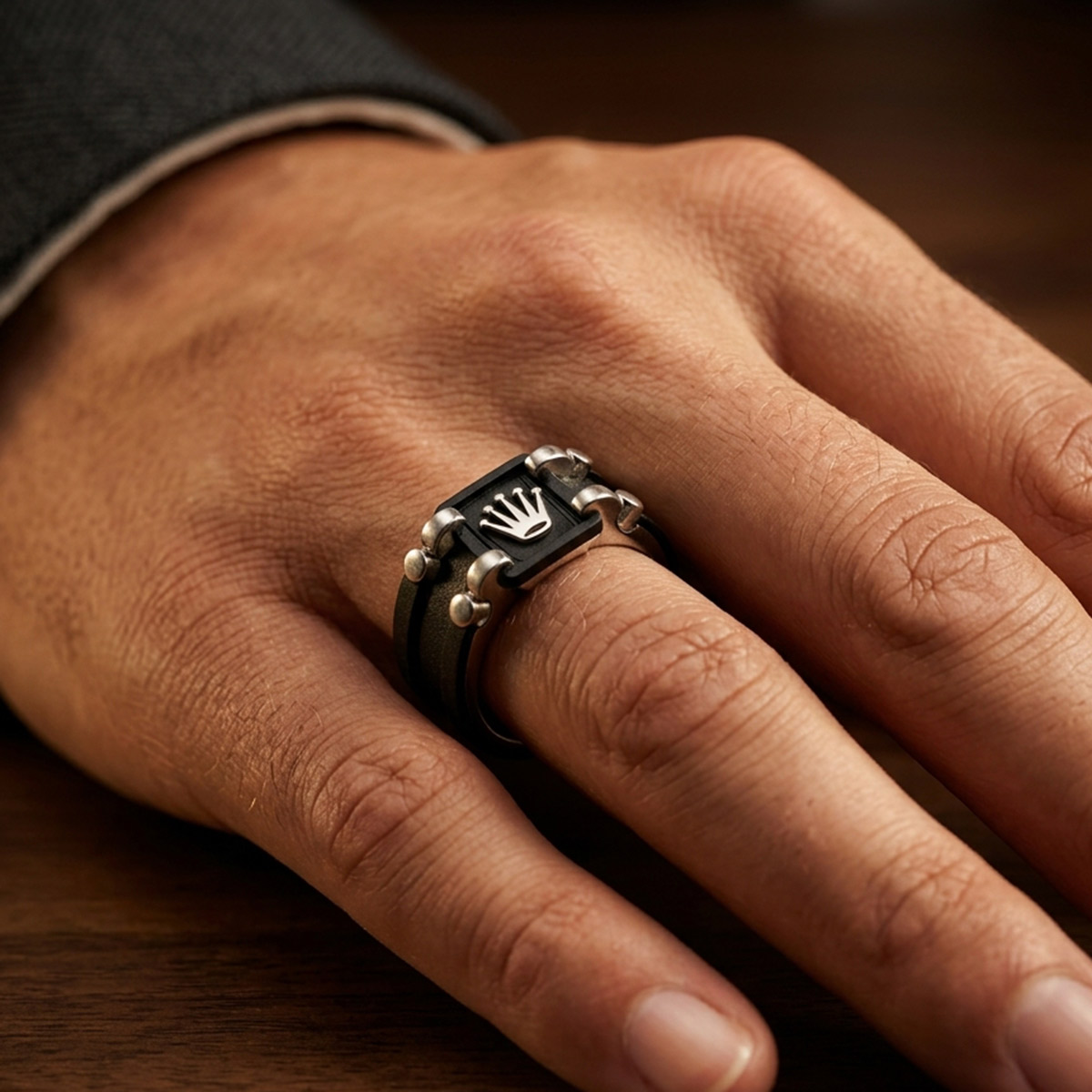 Gents Finger Ring Metal Stone