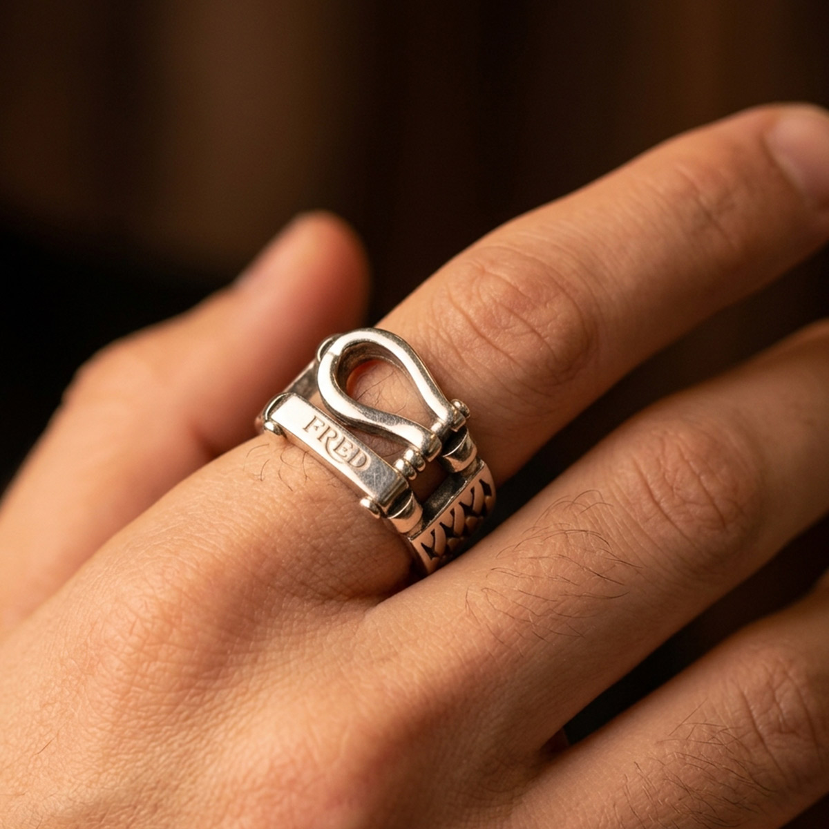 Gents Finger Ring Metal Stone