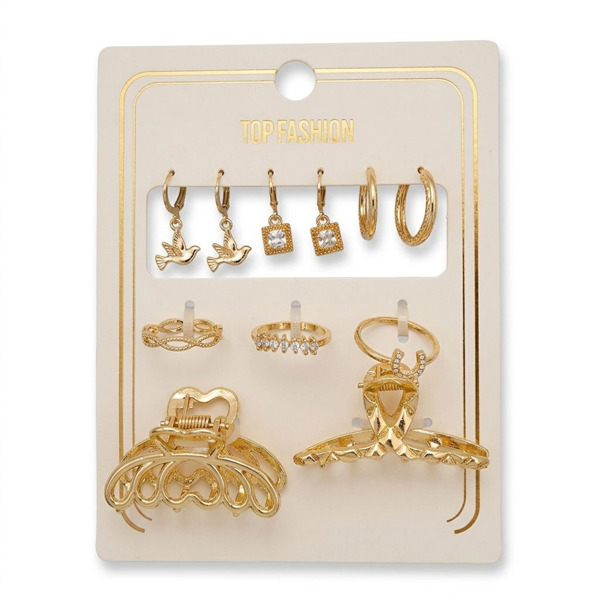 Jaw Clip Finger Ring and Earring Set