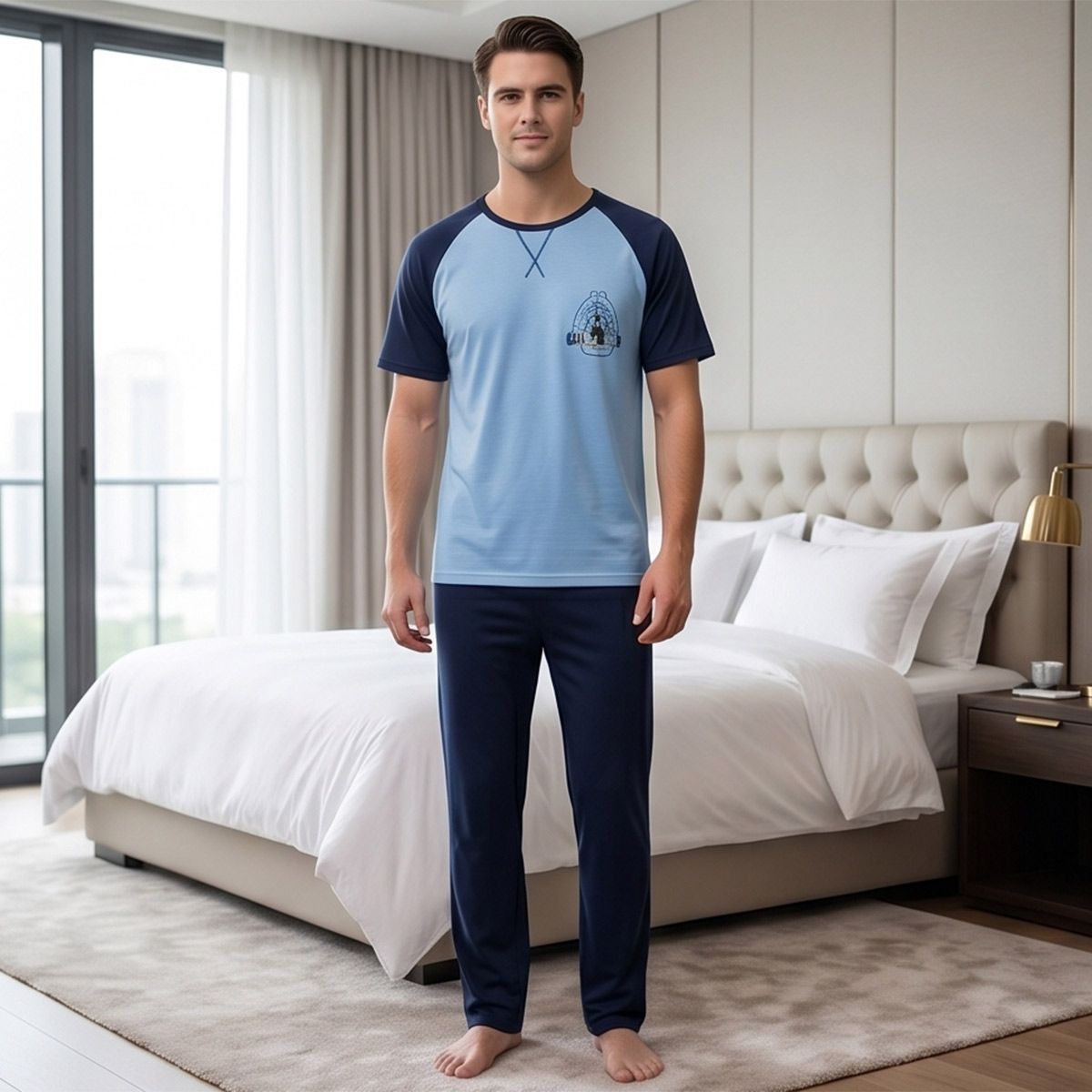 Men Pyjama with Pant Short Sleeve