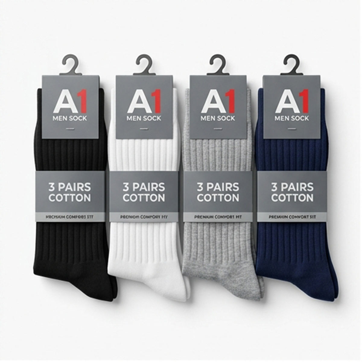 Men Plain Socks Pack 3 Pair