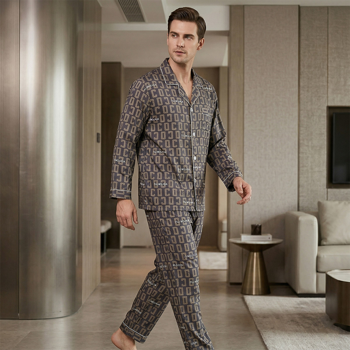 Men Pyjama Set 2 Piece