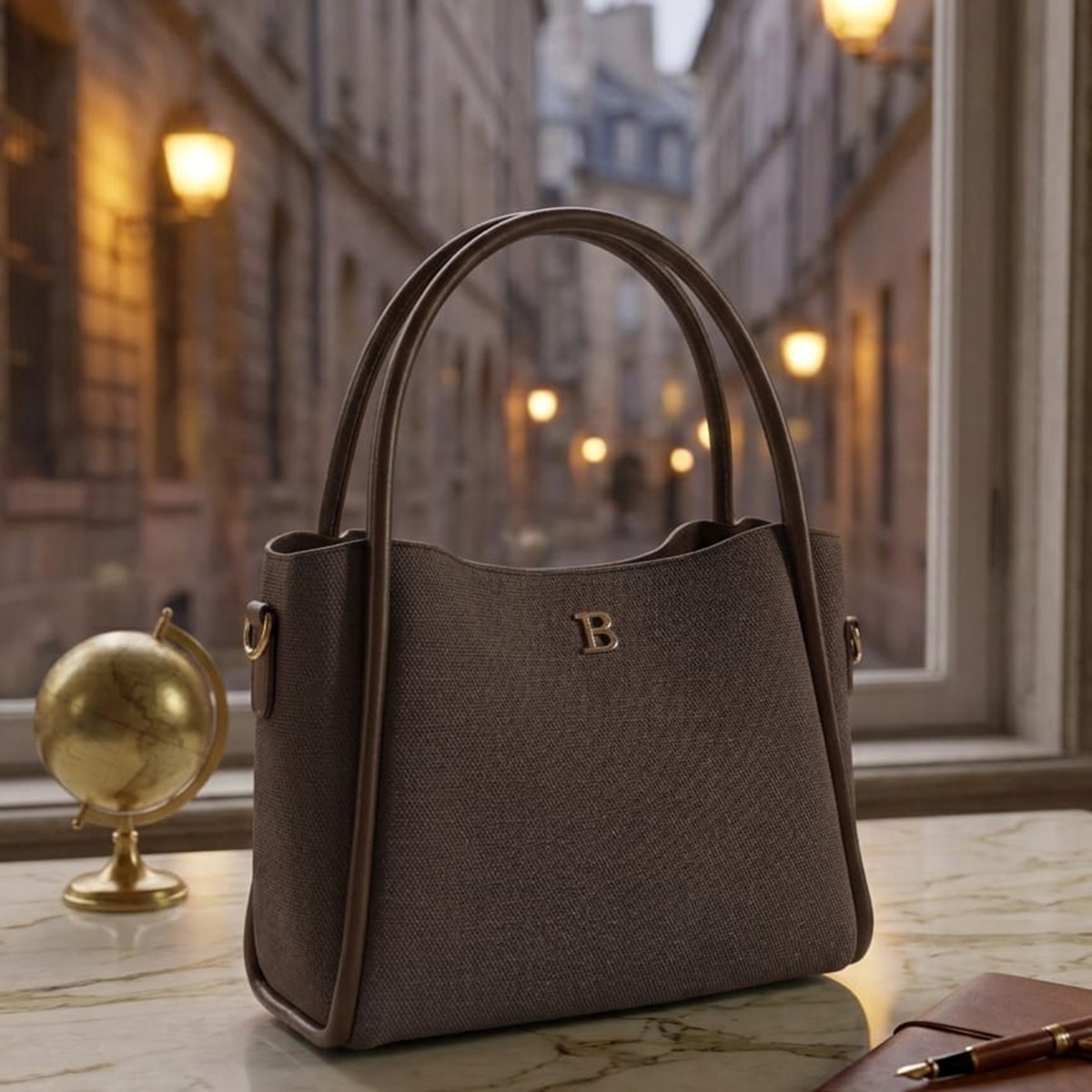 Ladies Plain Handbag Set 2 Piece