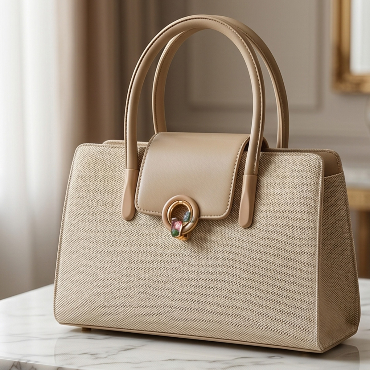 Ladies Plain Handbag Set 2 Piece