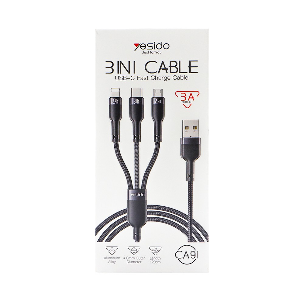 Yesido 3 in 1 USB-C Fast Charging Cable