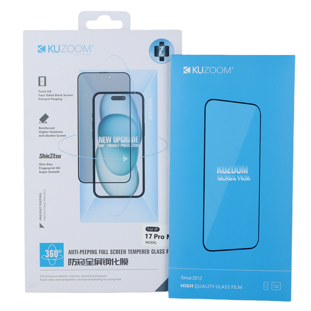 Ku Zoom Anti-Peeping Tempered Glass for iPhone 17 Pro Max