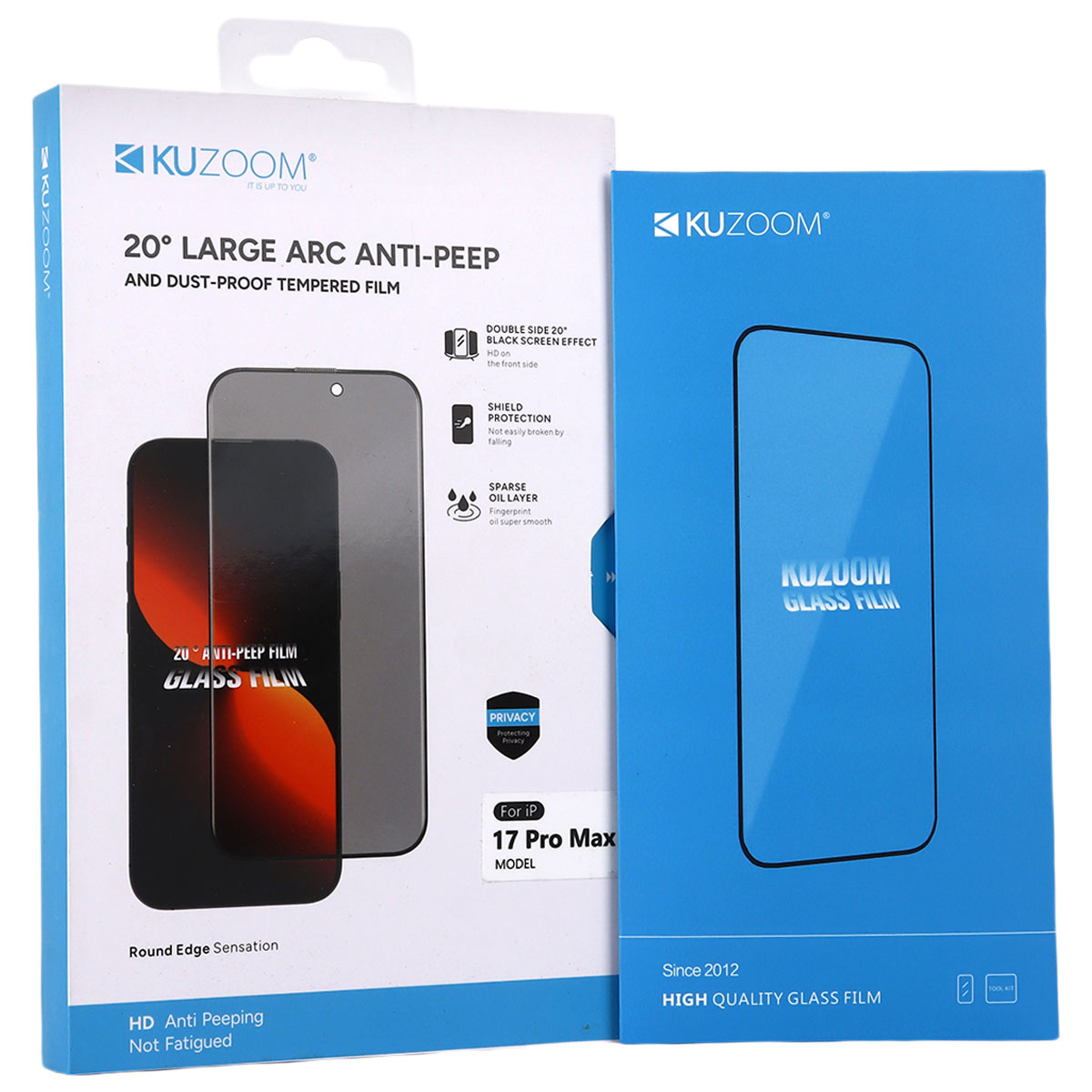 KUZOOM 20° Large Arc Anti-Peep Tempered Film 17 Pro Max