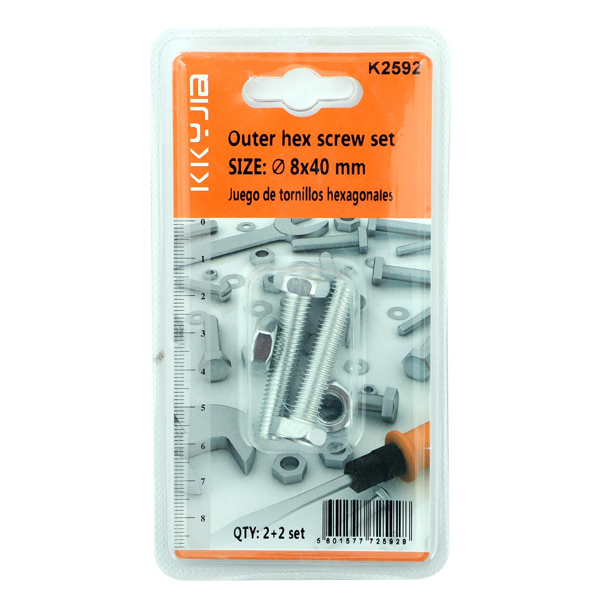 Outer Hex Screw Set 8x40mm 2+2 Piece