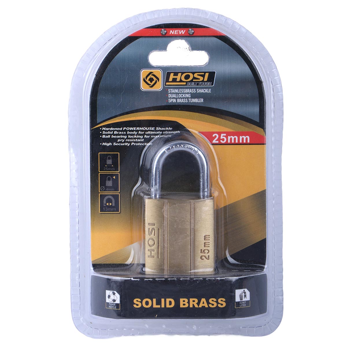 Hosi Solid Brass Padlock 25mm