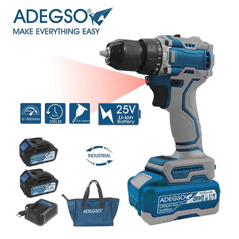 Adegso Brushless Cordless Drill 25V