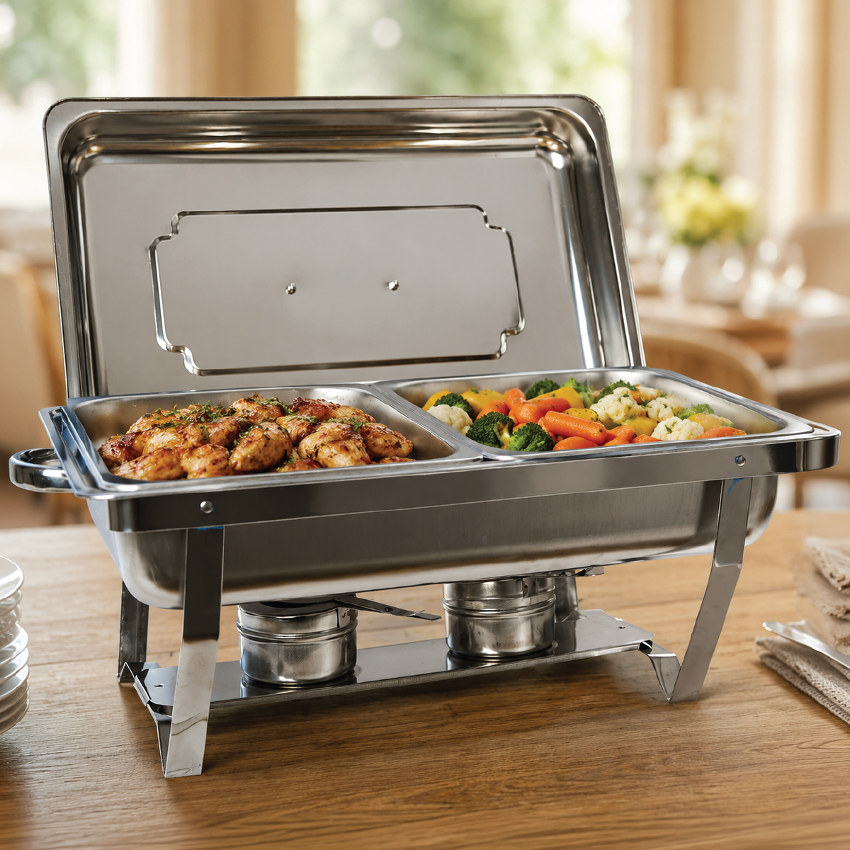 Gold Square Chafing Dish 2 Piece 11L