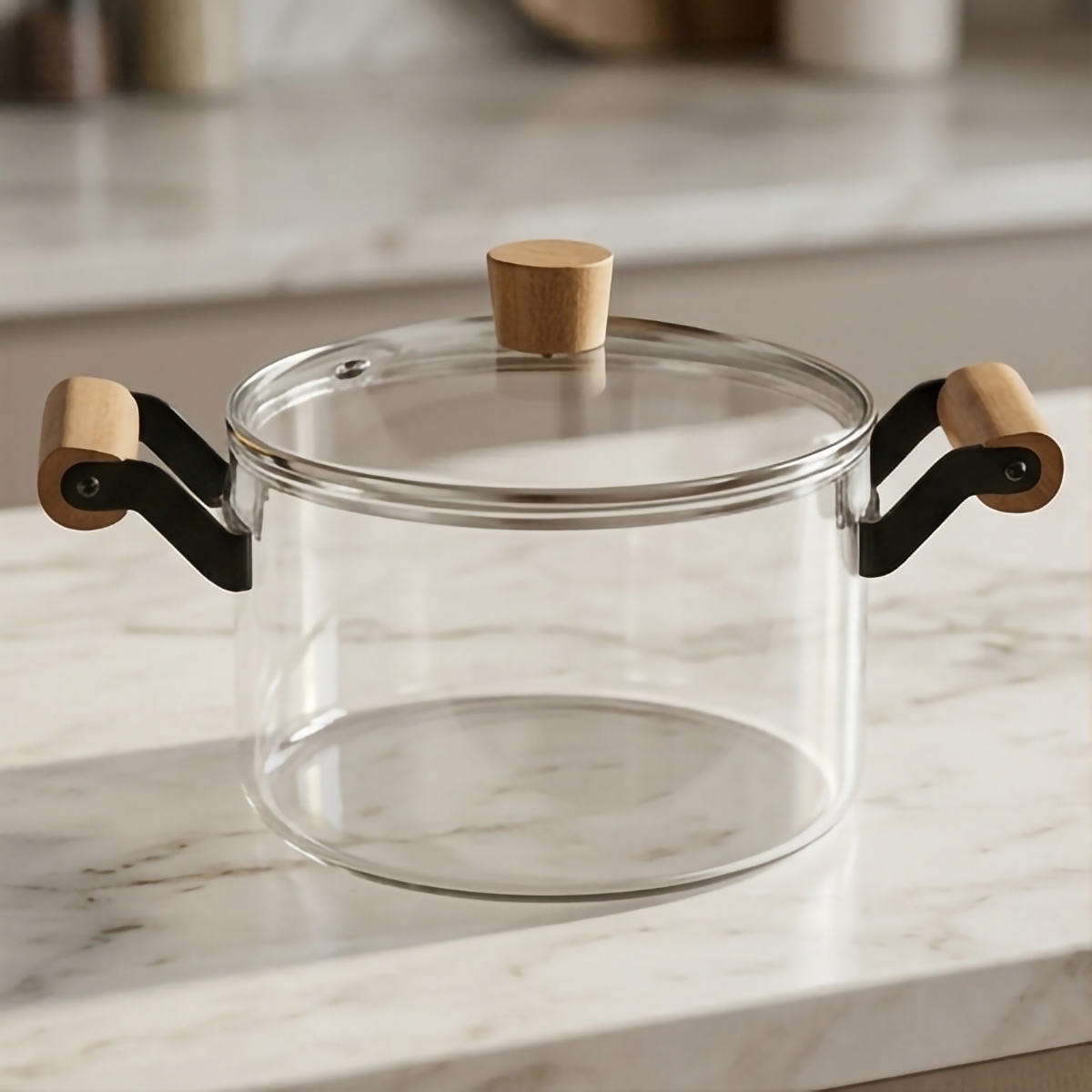 Glass Casserole with Wooden Handle 2.5L